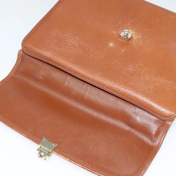 Burberrys Hand Bag Leather 2way Brown Gold Auth BA2959 - Picture 13 of 16